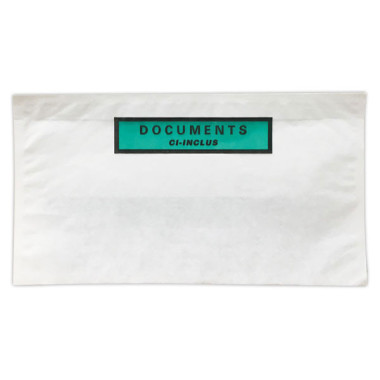 Pochettes adhésives "Documents ci, inclus" format DL, 228x120 mm x1000 - Shopdeschefs