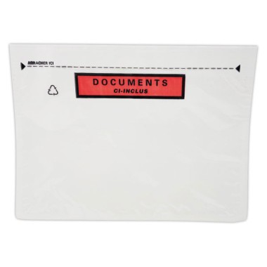 Pochettes adhésives 'DOCUMENTS CI-INCLUS' format C5 228x165 mm x250 - Shopdeschefs