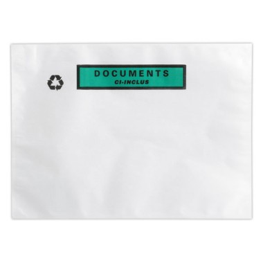 Pochettes adhésives Kraft "Documents ci-inclus" format 330x262mm x500 - Shopdeschefs