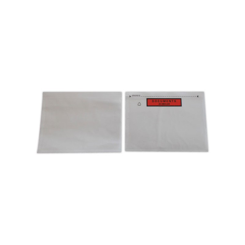 Pochettes adhésives PL renforcé "Documents ci, inclus" A5, 228x165 mm x1000 - Shopdeschefs