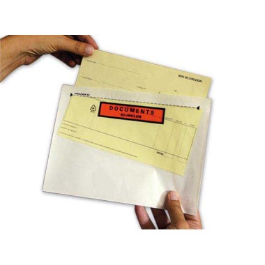 Pochettes adhésives "Documents ci-inclus" format A5, 228x165 mm x1000 - Shopdeschefs