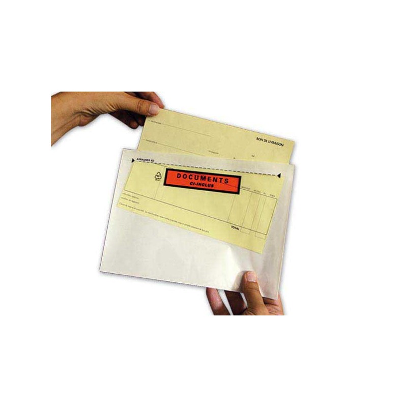 Pochettes adhésives "Documents ci-inclus" format A5, 228x165 mm x1000 - Shopdeschefs