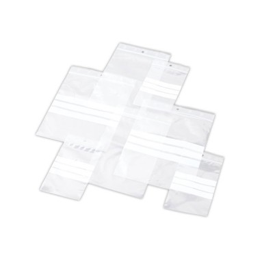 Sachets fermeture glissière 160x220 mm. Transparent + bandes blanches. x1000 - Shopdeschefs