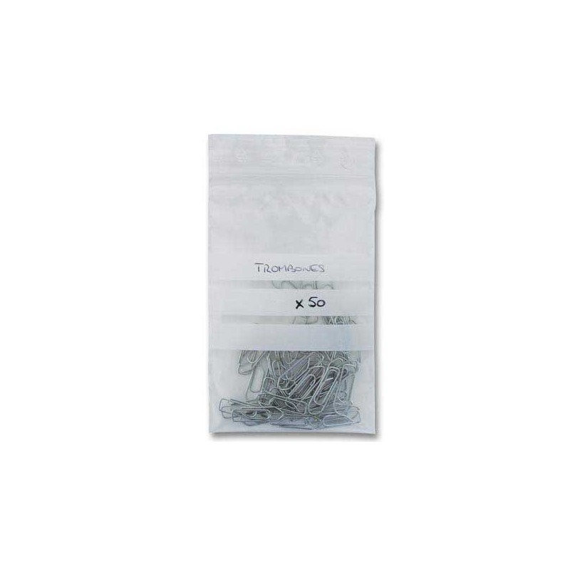 Sachets plastique transparents 80x120mm. Bandes blanches pour écriture x1000 - Shopdeschefs