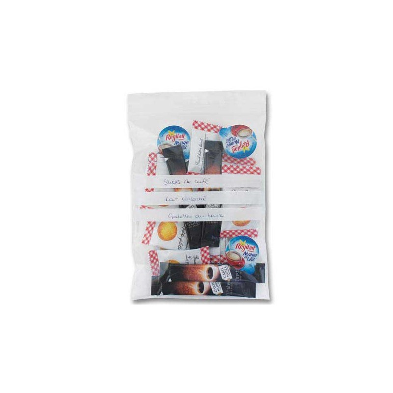 Sachets plastique transparents 120 x180 mm. Bandes blanches écriture x1000 - Shopdeschefs