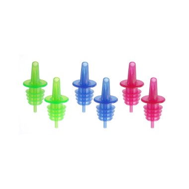Ensemble de 6 - Verseur à débit libre sans EVA couleurs fluorescentes (2x bleu, 2x rouge, 2x vert) - Finedine