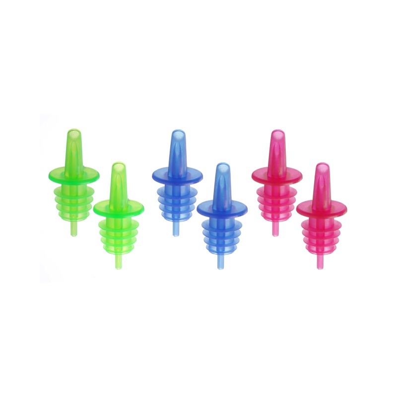 Ensemble de 6 - Verseur à débit libre sans EVA couleurs fluorescentes (2x bleu, 2x rouge, 2x vert) - Finedine