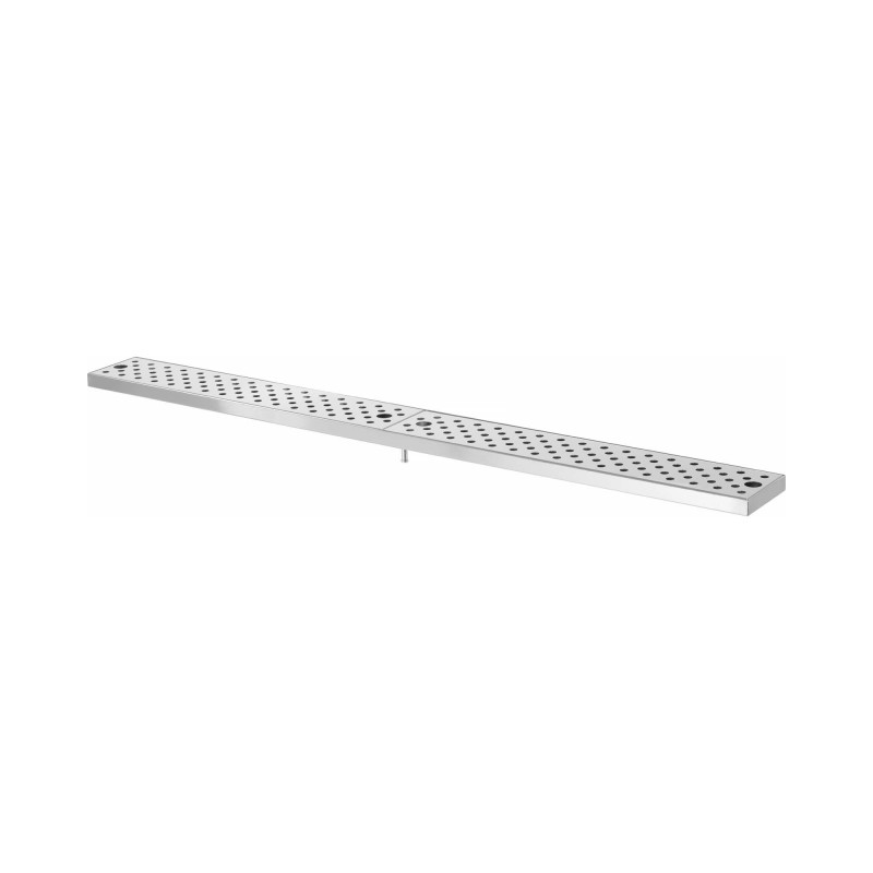 Plateau d'égouttage en acier inoxydable avec évacuation. Avec supports pour fixation au mur. - Finedine