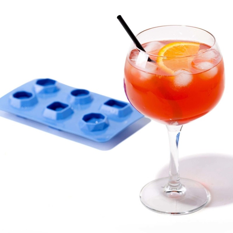 Ensemble de 2 - Bac à glace en silicone, 6 formes de gemmes assorties, 190x105mm - Finedine