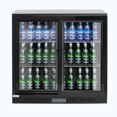 Réfrigérateur de bar CANDOUR 198L avec porte coulissante, 900x520x(H)835, noir - Finedine