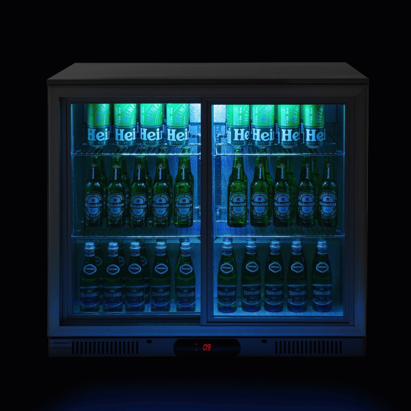Refroidisseur de bar CANDOUR 198L avec porte coulissante, 900x520x(H)835mm - Finedine