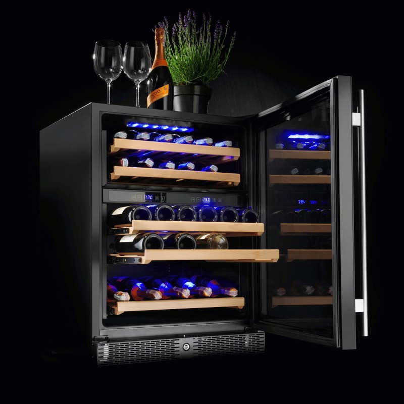 Réfrigérateur à vin à double zone, 133 l, porte en verre, 595x588x(h)820mm - Finedine