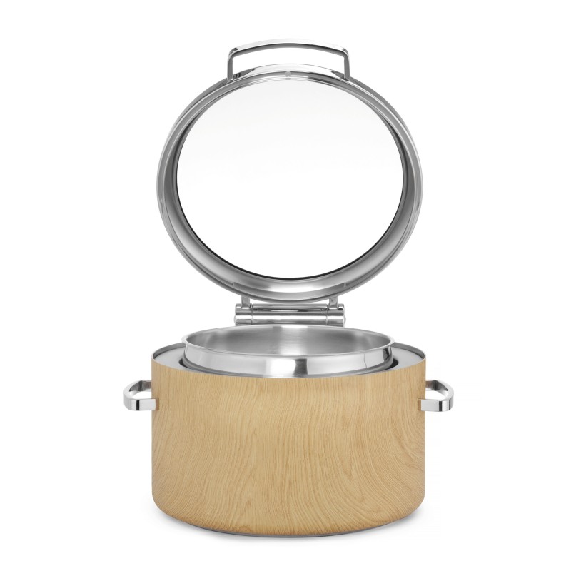 Chafing dish rond 11l en induction De Luxe Madeira avec couvercle en verre - Finedine