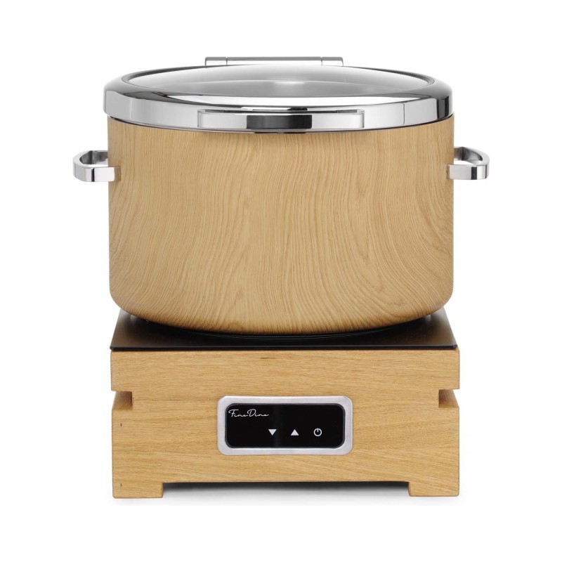 Chafing dish rond 11l en induction De Luxe Madeira avec couvercle en verre - Finedine