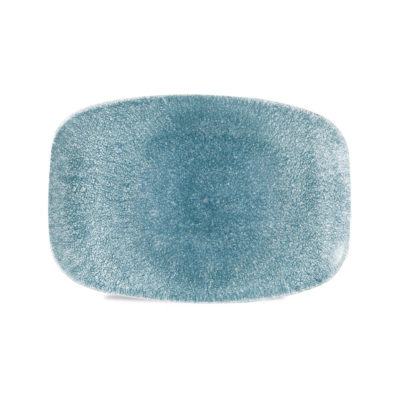 Plat oblong en céramique Raku bleu topaze 13 1/2" x 9 1/4" / 344 x 234 mm - Finedine