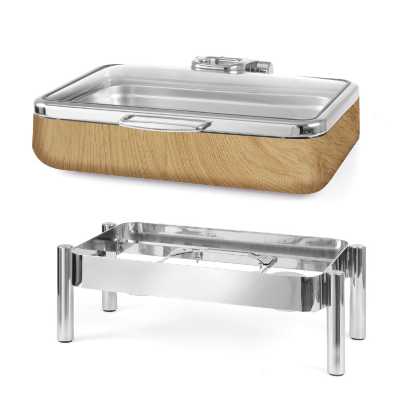Chafing dish à induction Madeira De Luxe GN 1/1 avec couvercle en verre. - Finedine