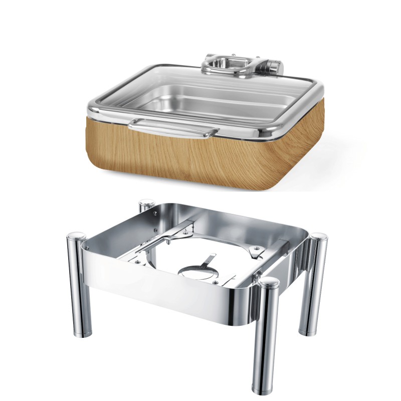 Chafing dish induction de luxe Madeira GN 2/3 avec couvercle en verre - Finedine
