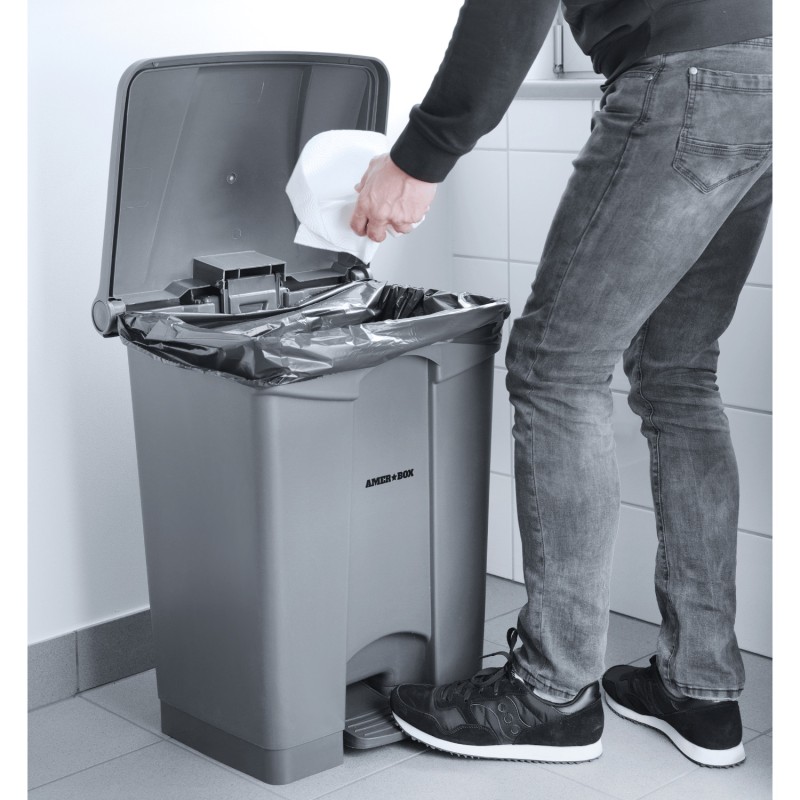 Conteneur à déchets rectangulaire avec pédale, 87L, 604x412x(H)820mm - Finedine