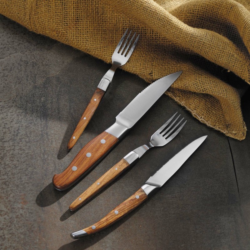 Couteau à steak 260 mm, set de 6 dans une boîte-cadeau, BOIS DE ROSE - Finedine