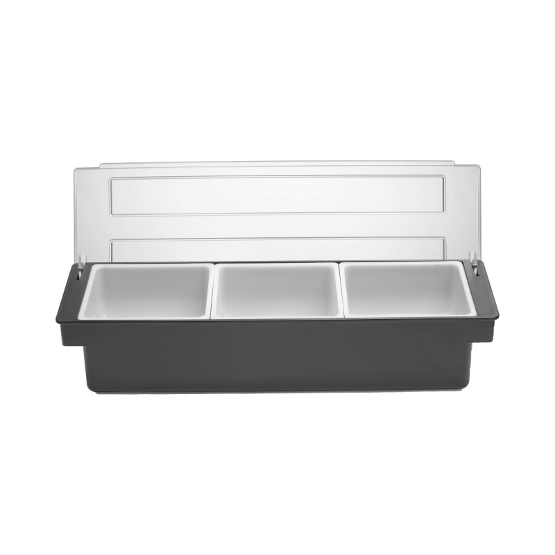 Boîte à ingrédients – 3 conteneurs, Bar up, Noir, 480x150x(H)100mm - Finedine