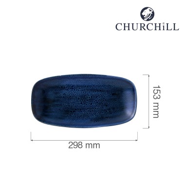 Assiette oblongue Stonecast Plume Ultramarine chefs, 298x153mm - Finedine