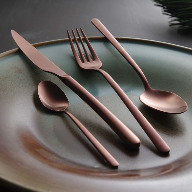 Fourchette de table Amarone Bronze, OVE, 213 mm, Lot de 12 - Finedine