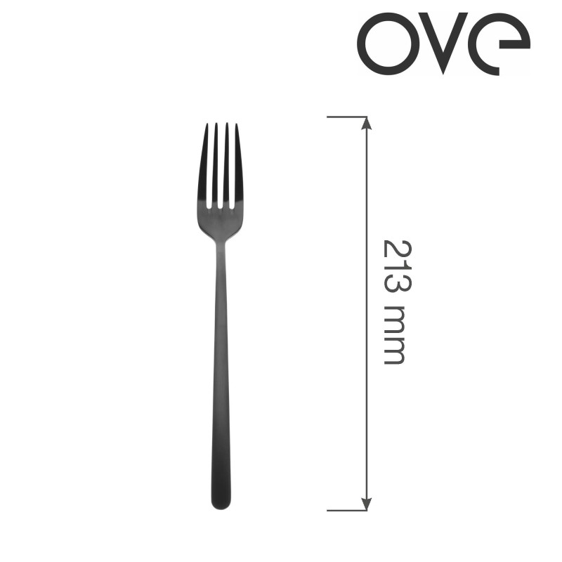 Fourchette de table Amarone noire, OVE, 213 mm, Lot de 12 - Finedine
