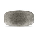 Assiette oblongue Raku Quartz Noir pour chefs, 298x153mm - Finedine