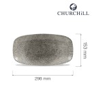 Assiette oblongue Raku Quartz Noir pour chefs, 298x153mm - Finedine