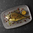 Assiette oblongue Raku Quartz Noir pour chefs, 298x153mm - Finedine