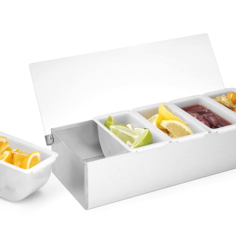 Porte-condiments, Bar up, 5 récipients, 375x140x(H)90mm - Finedine