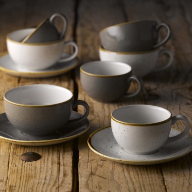 Soucoupe à cappuccino en Barley White Stonecast, 156 mm - Finedine