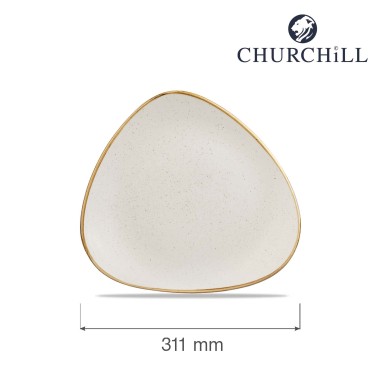 Assiette triangulaire blanche en grès Stonecast, 311 mm - Finedine