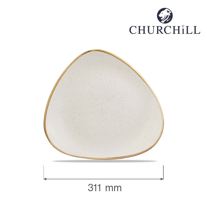 Assiette triangulaire blanche en grès Stonecast, 311 mm - Finedine