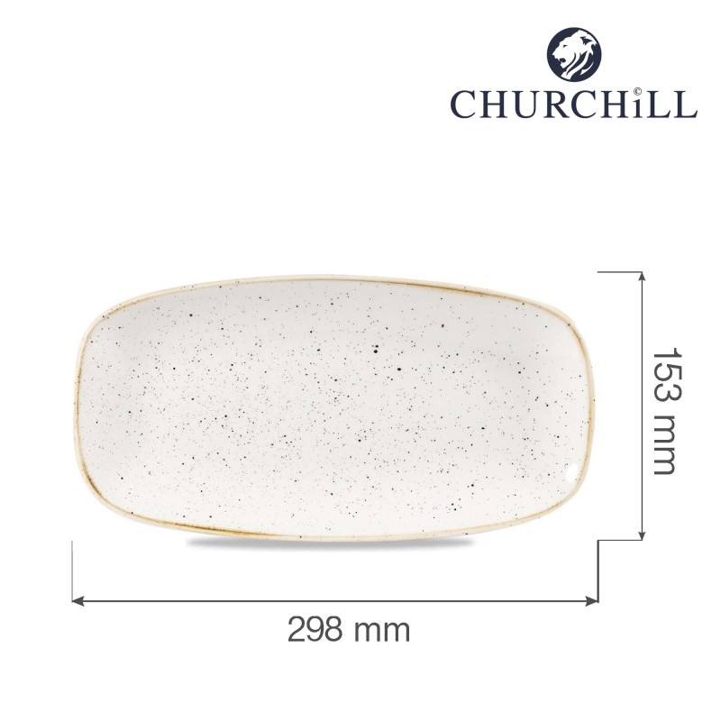 Assiette oblongue en Barley White Stonecast, 298x153mm - Finedine
