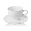 Tasse élégante Bianco avec soucoupe, 230 ml, Lot de 6 - Finedine