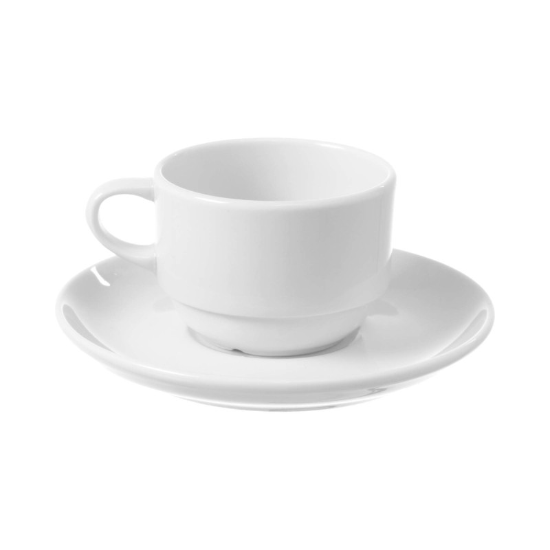 Tasse empilable Bianco avec soucoupe, 90ml, Lot de 6 - Finedine