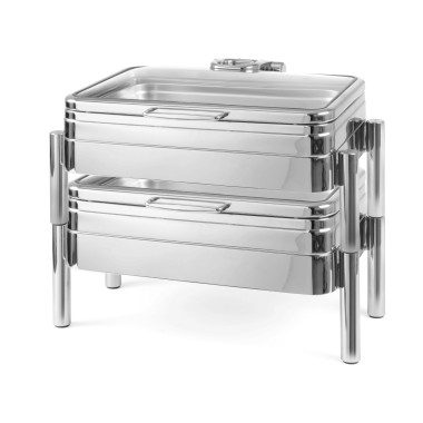 Chafing dish de luxe avec couvercle en verre GN 1/1 - Finedine