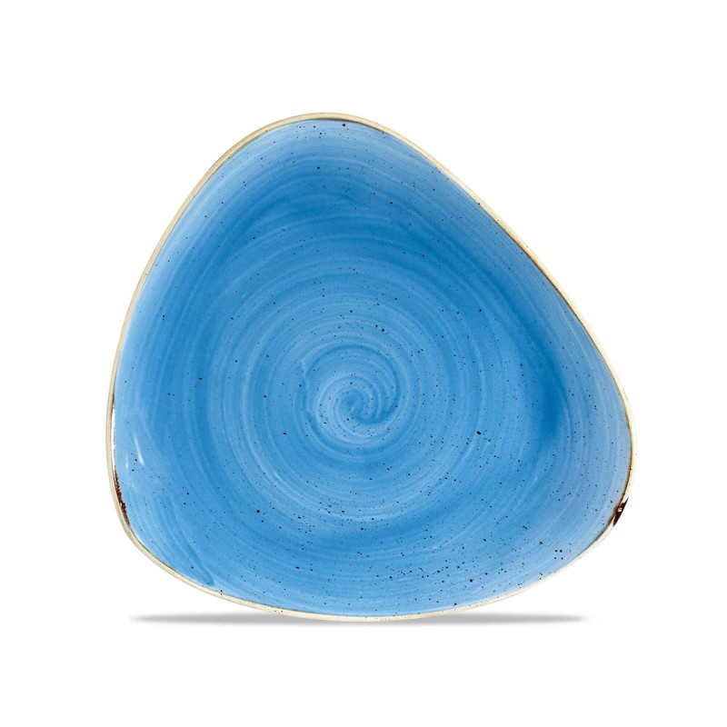 Assiette triangulaire Stonecast bleu bleuet 26,5 cm - Finedine