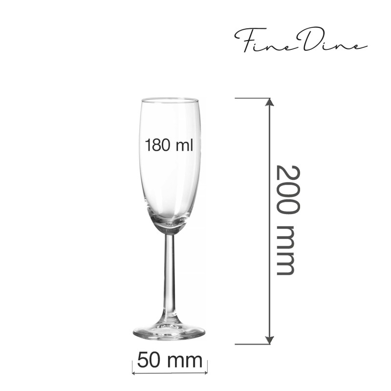 Flûte à champagne Volare Banquet, 180 ml, Lot de 6 - Finedine