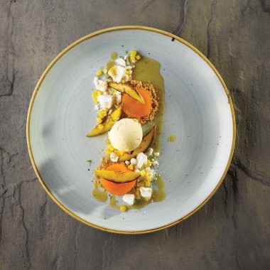 Assiette à bord montant en pierre Duck Egg, 210 mm - Finedine