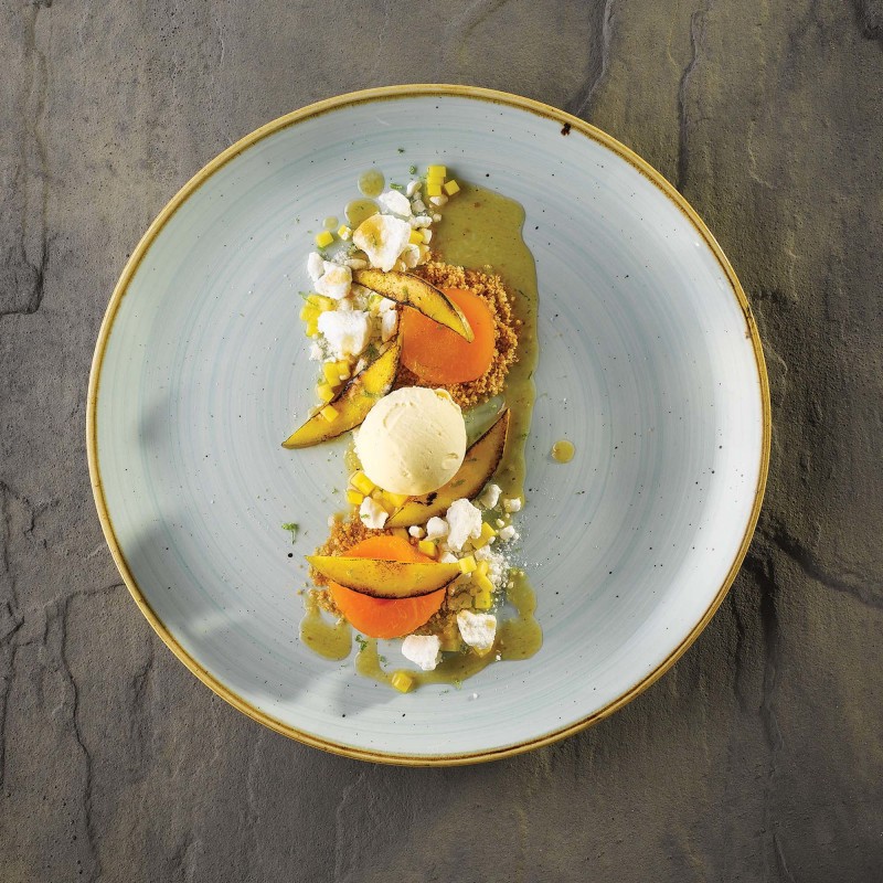 Assiette à bord montant en pierre Duck Egg, 210 mm - Finedine
