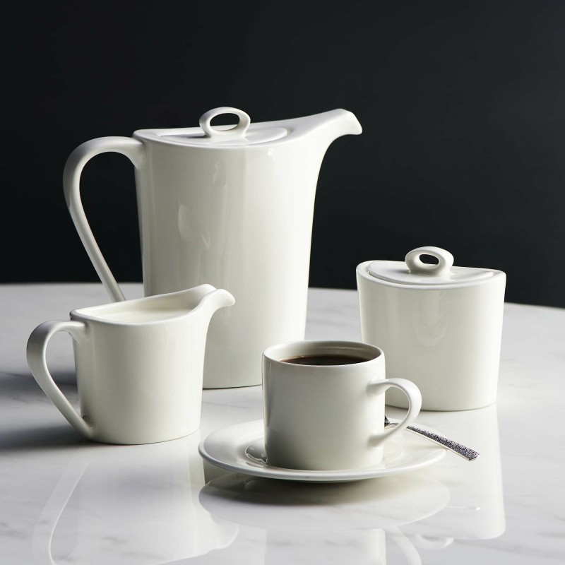 Théière ovale blanche Alc Ambiance 15 oz / 426 ml - Finedine
