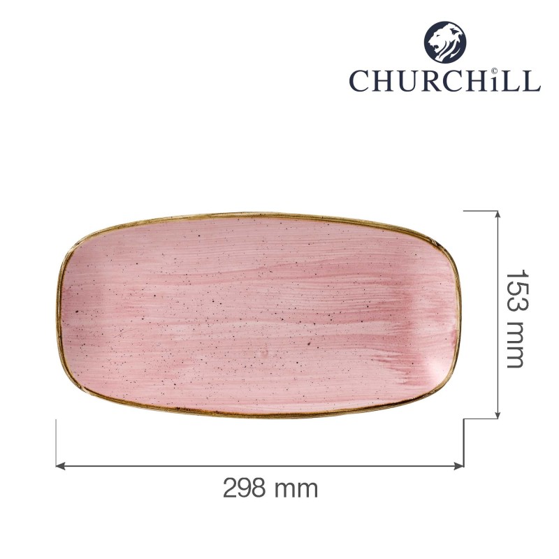 Assiette oblongue Petal Pink Stonecast, 298x153mm - Finedine