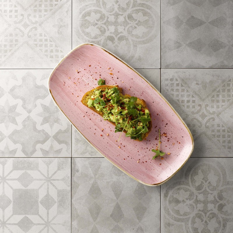 Assiette oblongue Petal Pink Stonecast, 298x153mm - Finedine