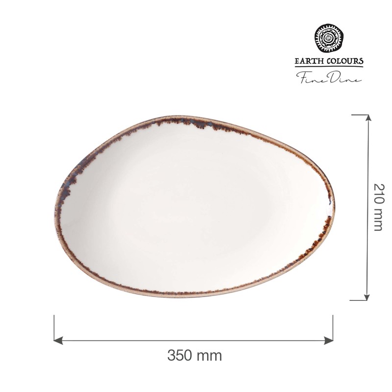 Assiette en forme organique vanille, 350x210mm - Finedine