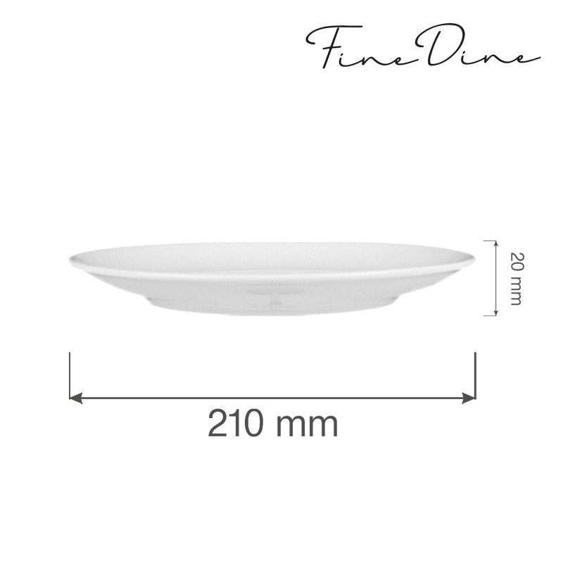 Assiette blanche sans bords, 210 mm, Lot de 6 - Finedine