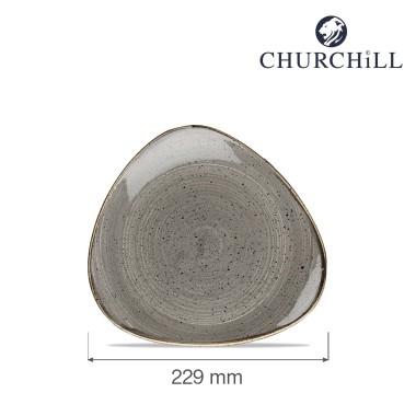 Assiette triangulaire grise Stonecast, 229 mm - Finedine