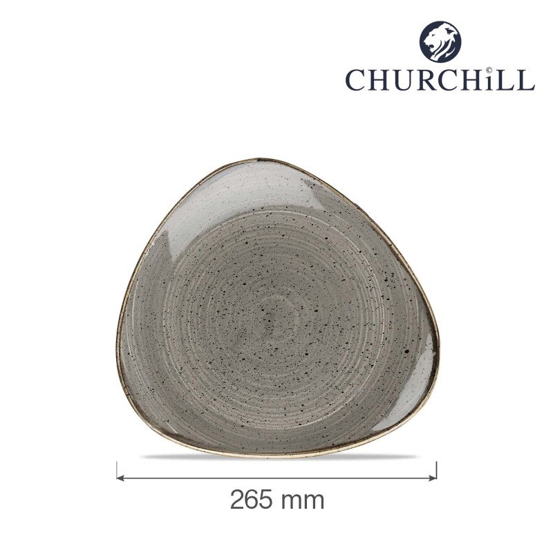 Assiette triangulaire grise Stonecast, 265 mm - Finedine