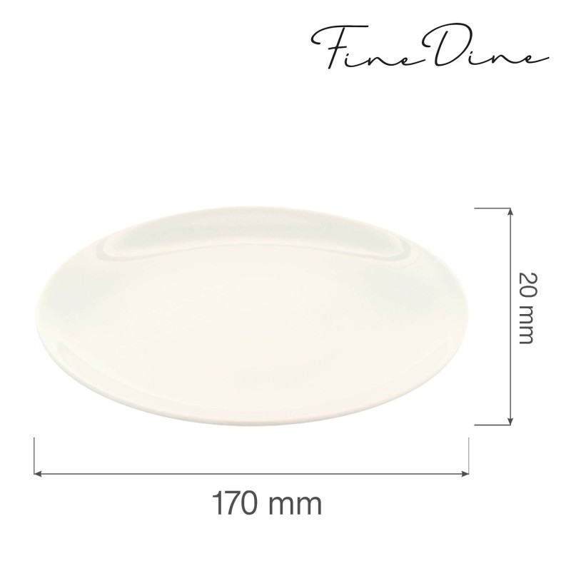 Assiette Crema sans rebord, 170 mm, Lot de 6 - Finedine